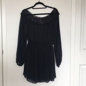 Farm rio long sleeved black mini dress